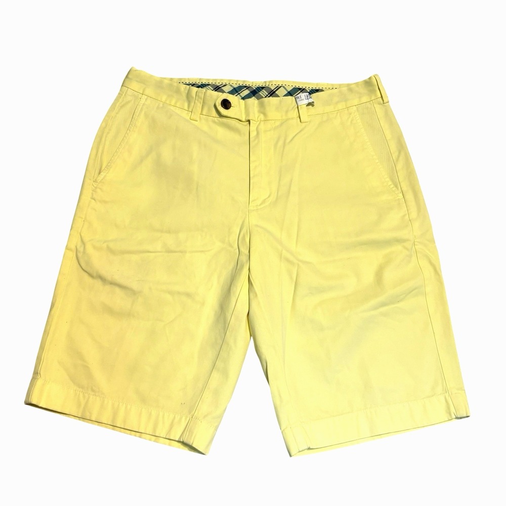 Brooks Brothers Bermuda Shorts Chino Flat Front‎ Mens W 33 Yellow Casual Cotton